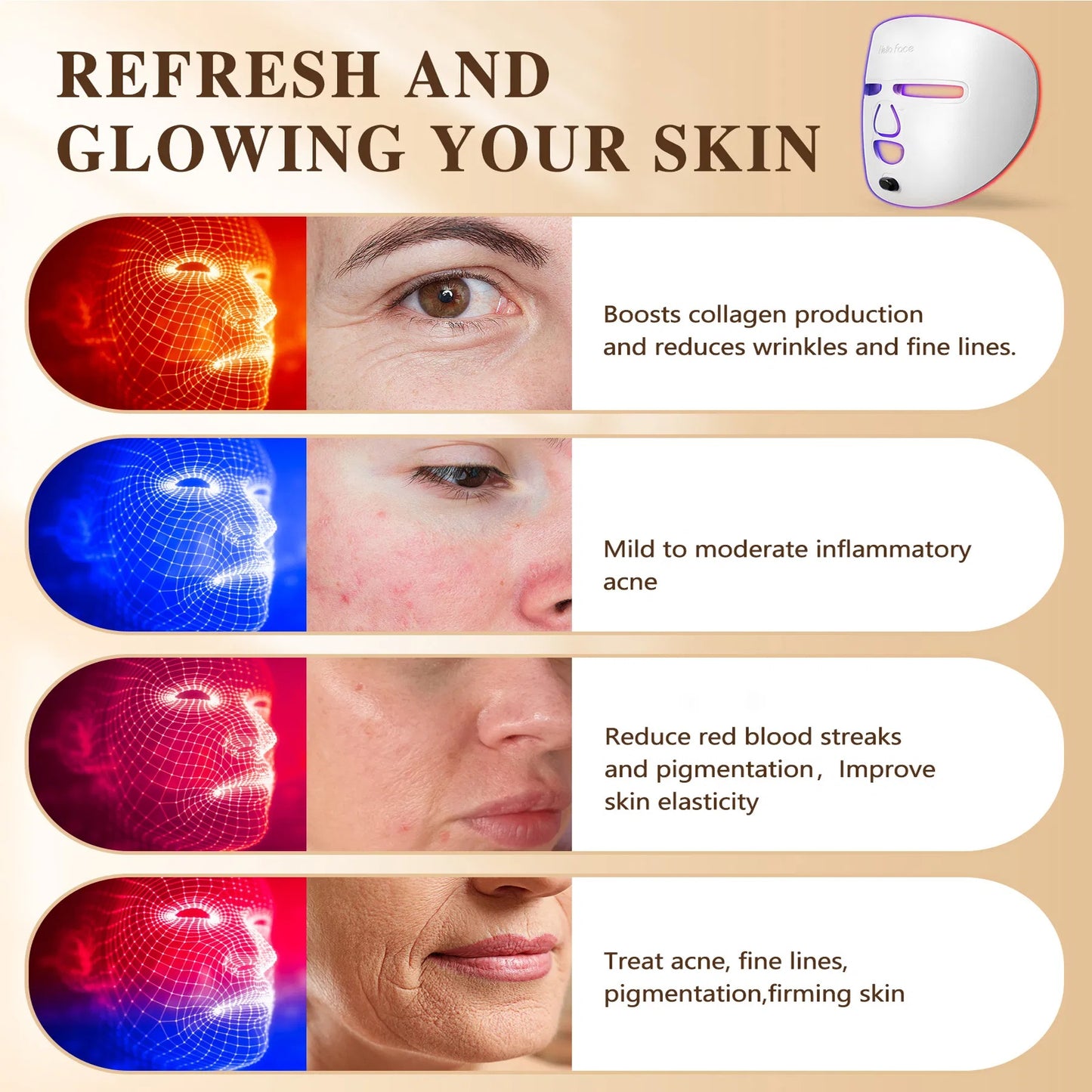 Red Light Therapy LED Face Mask
