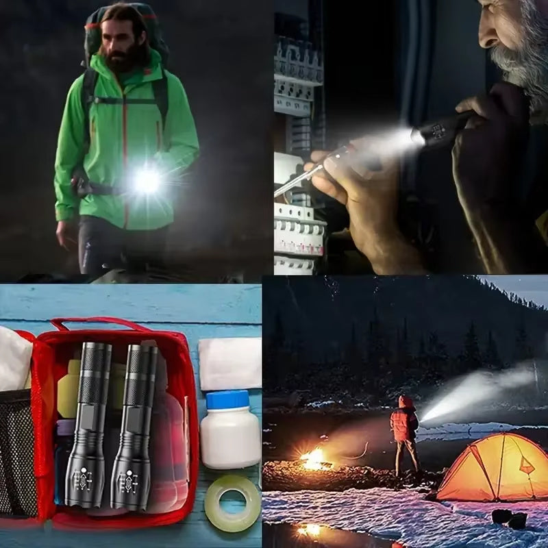 High Power LED Tactical Flashlight 5-Mode Light Zoom Waterproof Portable Torch For Camping Hiking Outdoor Hunting