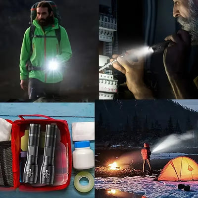 High Power LED Tactical Flashlight 5-Mode Light Zoom Waterproof Portable Torch For Camping Hiking Outdoor Hunting