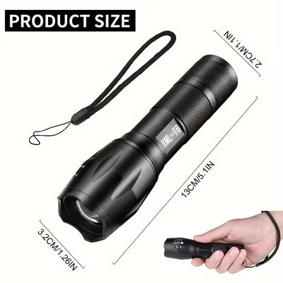 High Power LED Tactical Flashlight 5-Mode Light Zoom Waterproof Portable Torch For Camping Hiking Outdoor Hunting