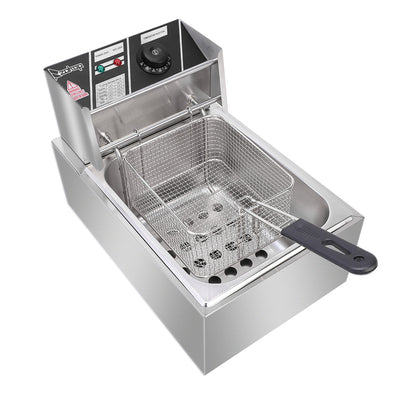 Electric Fryer Silver Stainless Steel Single Cylinder